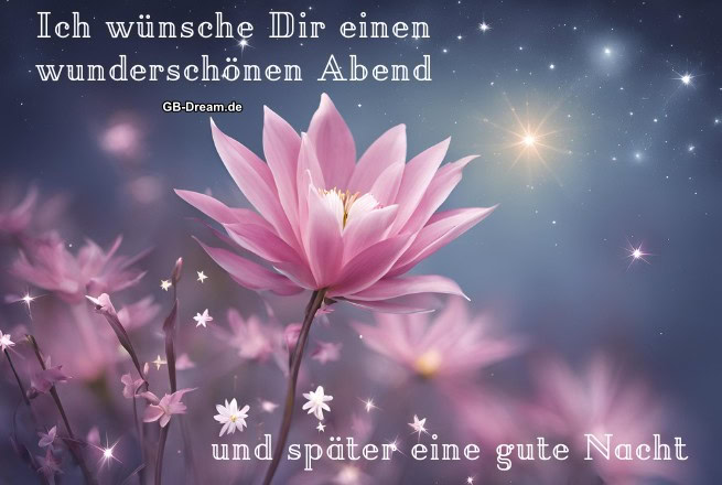 Ich wünsche Dir einen wunderschönen Abend und später eine gute Nacht.