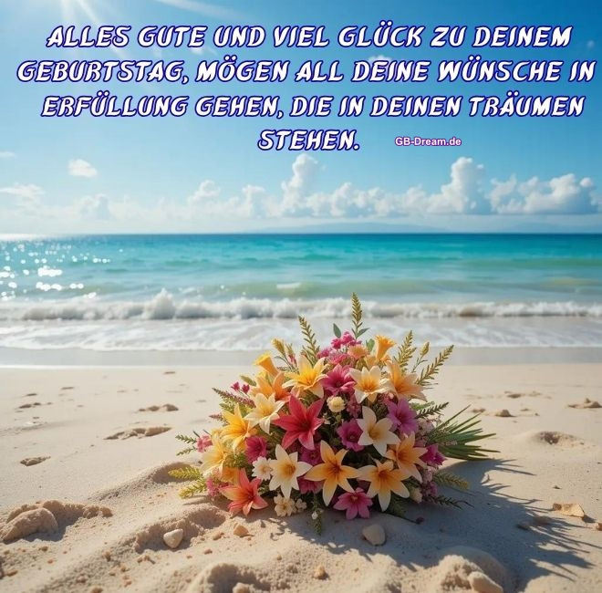 Alles Gute und viel Glück zu Deinem Geburstag, mögen all Deine Wünsche in <br />
Erfüllung gehen die in Deinen Träumen stehen.