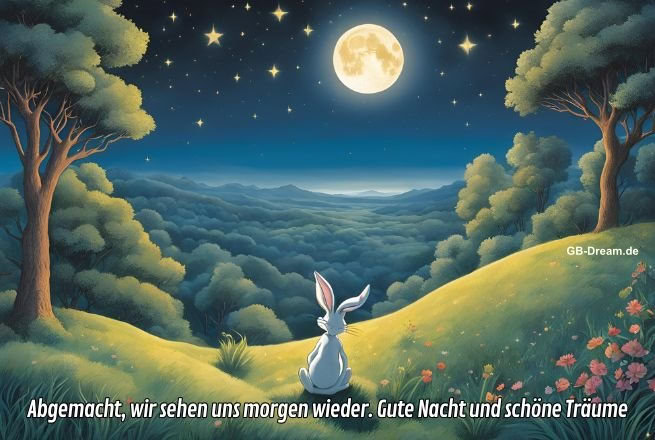 Abgemacht, wir sehen uns morgen wieder. Gute Nacht und schöne Träume.