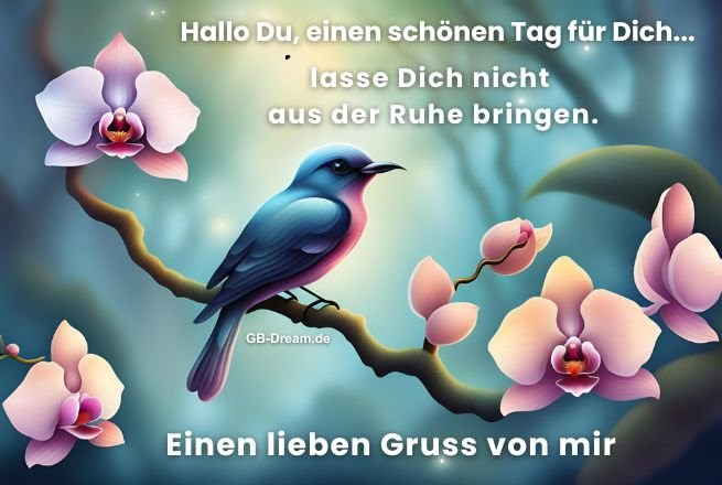 Hallo Du, einen schönen Tag für Dich..lasse Dich nicht aus der Ruhe bringen. Einen lieben Gruss von mir