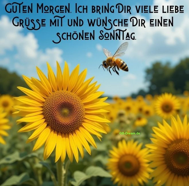 Guten Morgen. Ich bring Dir viele liebe Grüsse mit und wünsche Dir einen <br />
schönen Sonntag.