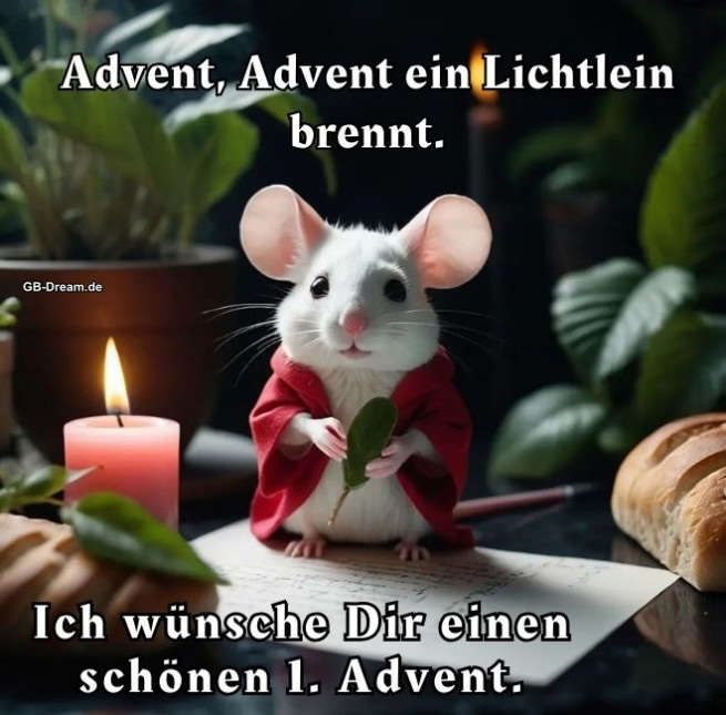 Advent, Advent ein Lichtlein brennt.<br />
Ich wünsche Dir einen schönen 1. Advent.