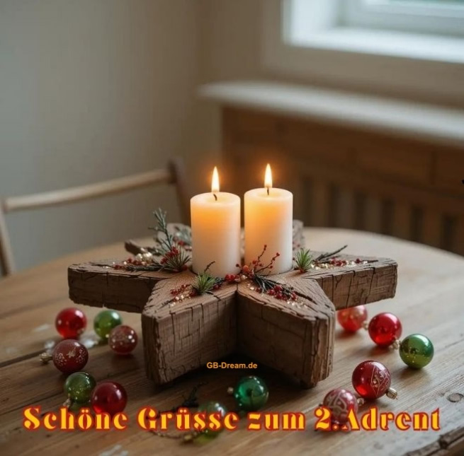 Schöne Grüsse zum 2.Advent.<br />
Adventskerzen zum zweiten Advent.