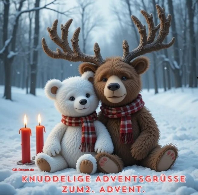 Knuddelige Adventsgrüsse zum 2. Advent.