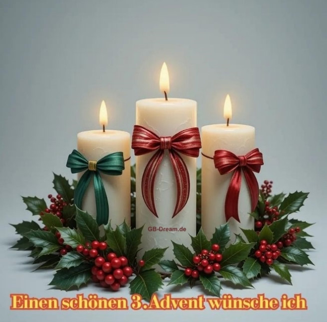 3 angezündete Kerzen