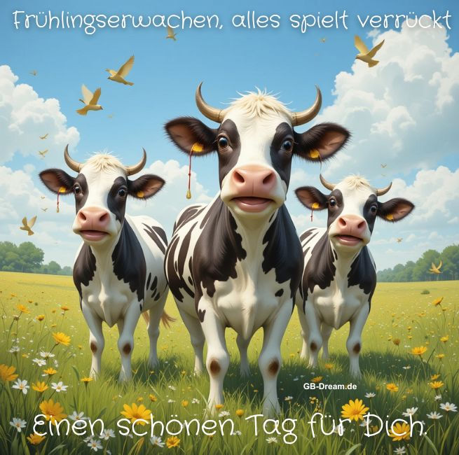 Frühlingserwachen, alles spielt verrückt. Einen schönen Tag für Dich.