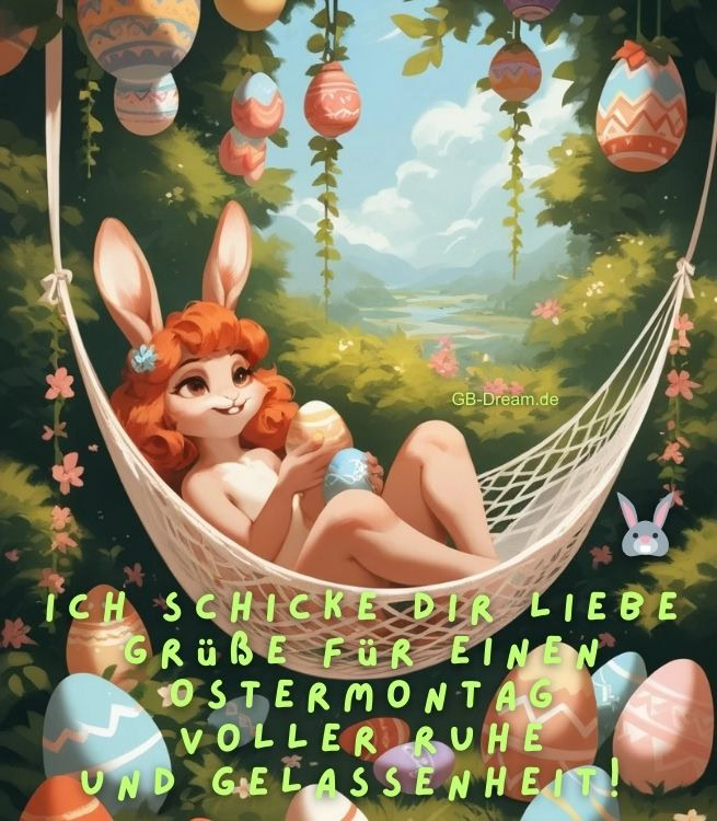 Ich schicke Dir liebe Grüße für einen Ostermontag voller Ruhe und Gelassenheit!